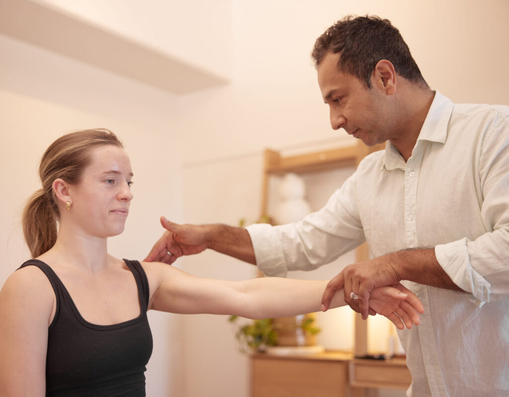 Adjusting posture and tech neck.